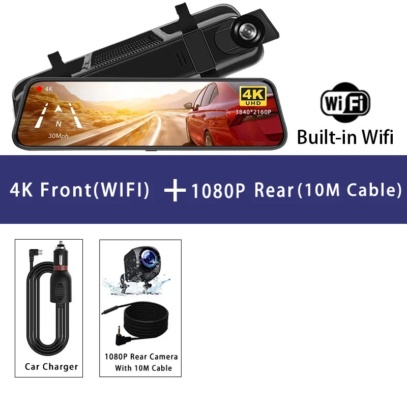 10-calowa Kamera Samochodowa 4K z GPS i WiFi