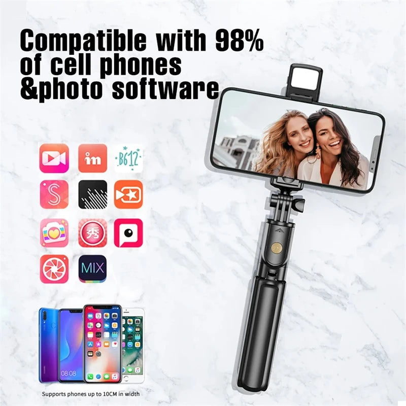 Selfie Stick z pilotem, światłem i statywem 5w1