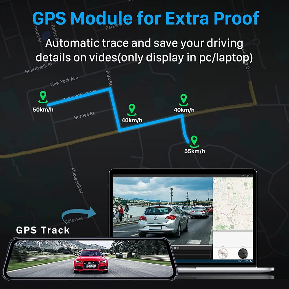 10-calowa Kamera Samochodowa 4K z GPS i WiFi
