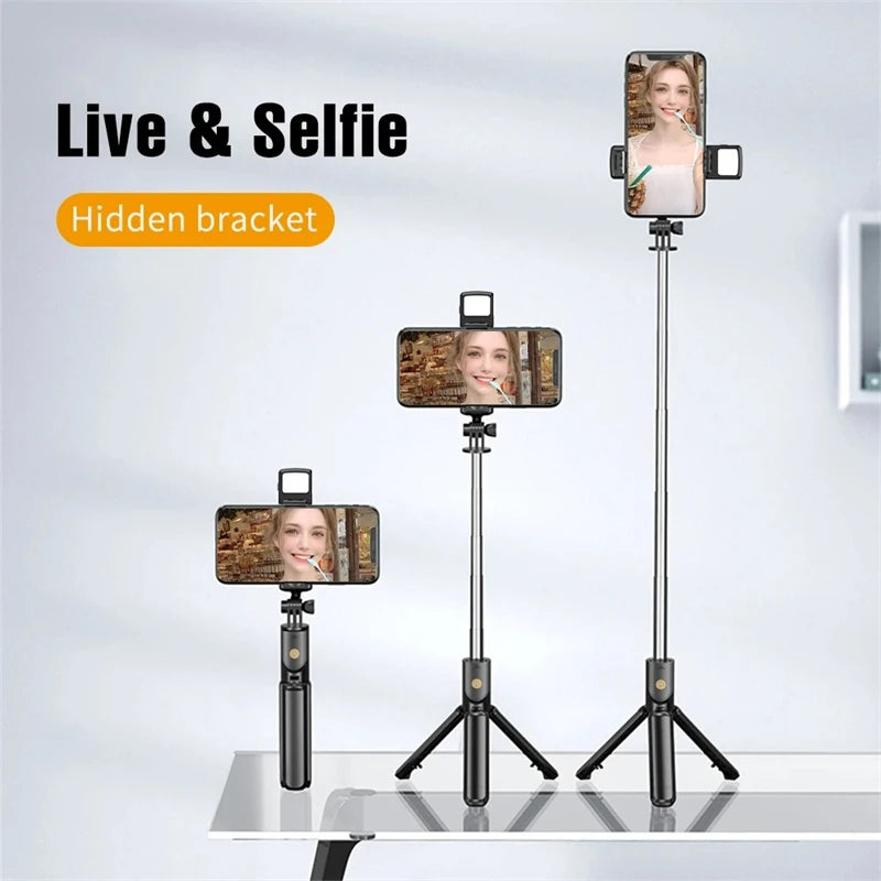 Selfie Stick z pilotem, światłem i statywem 5w1