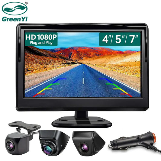 Monitor Samochodowy GreenYi z Kamerą Cofania 4.3'' / 5'' / 7'' | 1080P | IP68 | Nocna Wizja | AHD | Szeroki Kąt 170°