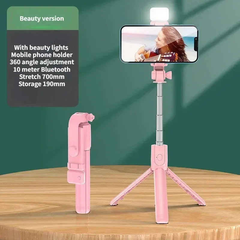 Selfie Stick z pilotem, światłem i statywem 5w1