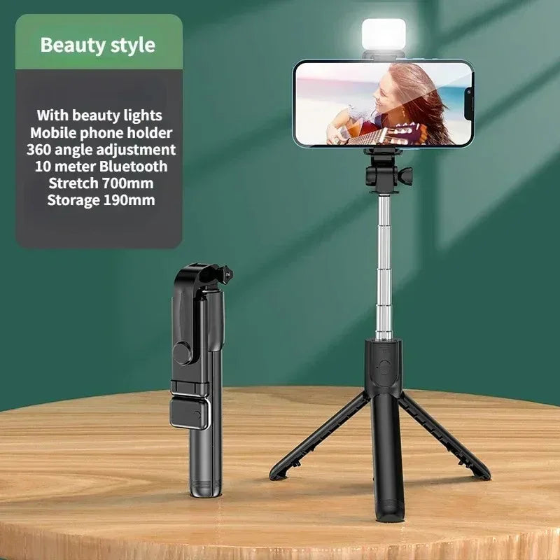 Selfie Stick z pilotem, światłem i statywem 5w1
